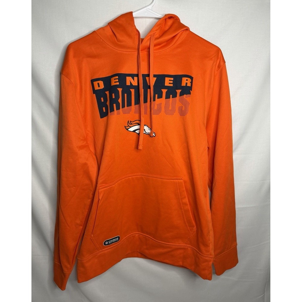 New Era Denver Broncos NFL Pullover Hoodie Sweatshirt Size M Orange/Navy